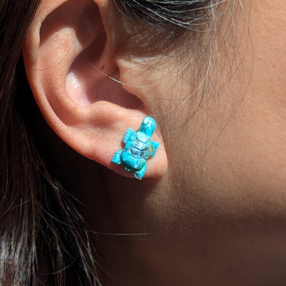Genuine Navajo Handmade Earrings Turtle Turquoise Native American Jewelry ***‎ - Picture 1 of 11